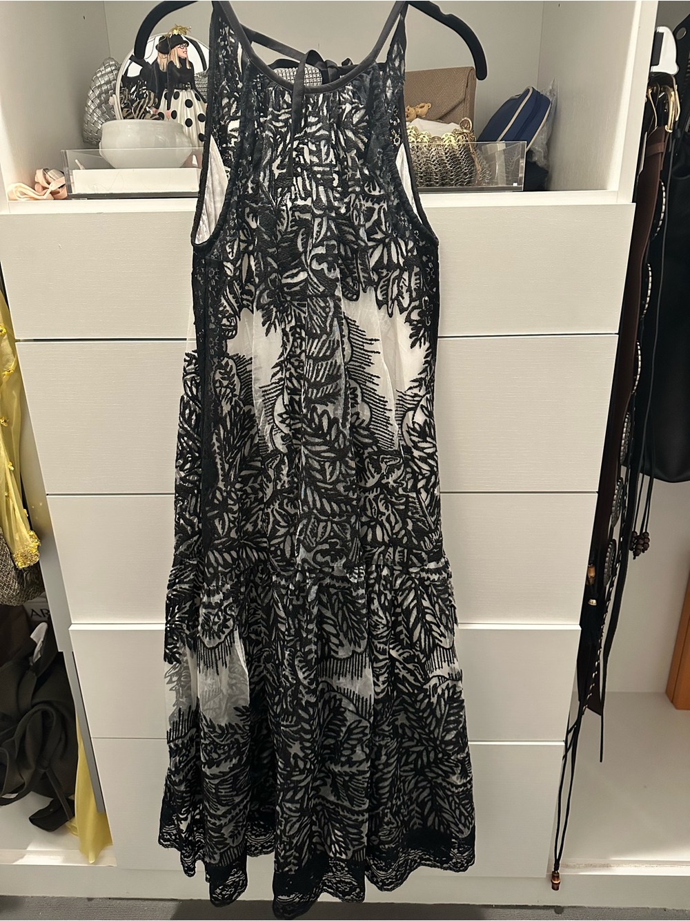 Free People voluminous  Halter sheer lace  Dress -midi/ ankle length